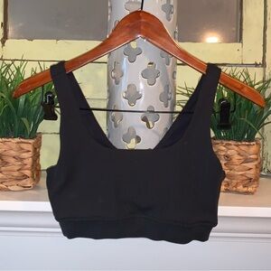 Zella Black Ribbed Scoop Neck Sports Bra Crop Tank Size Small